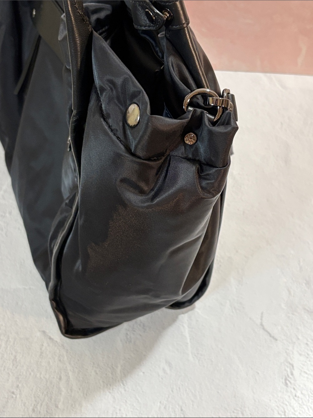 MZ Wallace Black Leather-Trim Tote Shoulder Strap/Handles/Zip top - Picture 4 of 13